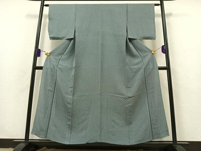 平和屋着物▽上質な小紋 単衣 お召地 菱文 正絹 逸品 AABB3571jh