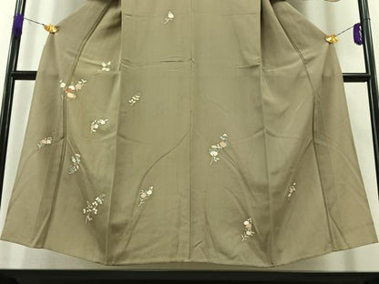 平和屋着物▽訪問着 単衣 草花文 金彩 正絹 逸品 AABB3573jh