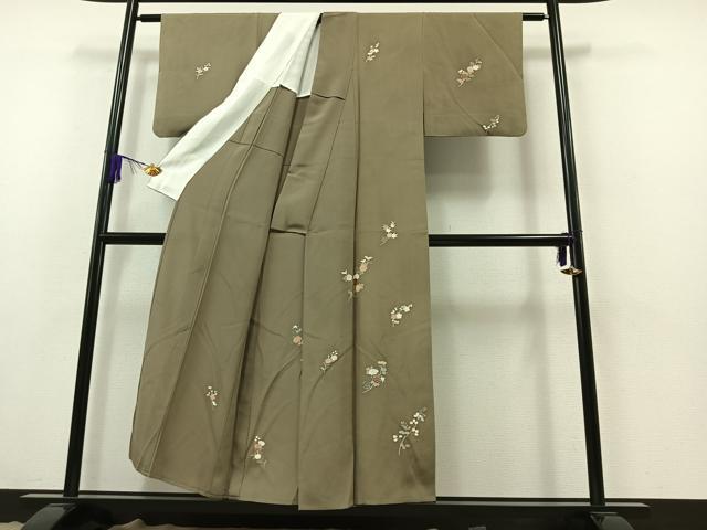 平和屋着物▽訪問着 単衣 草花文 金彩 正絹 逸品 AABB3573jh