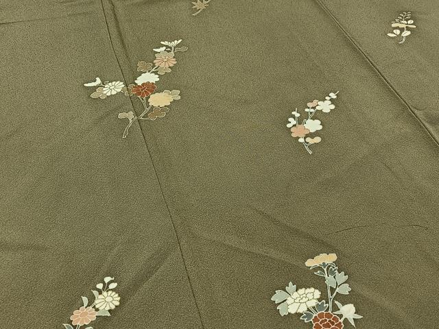 平和屋着物▽訪問着 単衣 草花文 金彩 正絹 逸品 AABB3573jh