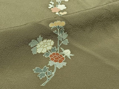 平和屋着物▽訪問着 単衣 草花文 金彩 正絹 逸品 AABB3573jh