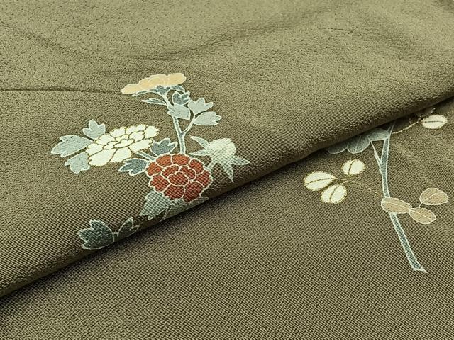 平和屋着物▽訪問着 単衣 草花文 金彩 正絹 逸品 AABB3573jh
