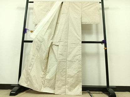 平和屋着物▽本場大島紬 白大島 単衣 立涌花文 正絹 逸品 AABB3576jh