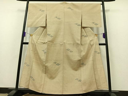 平和屋着物▽上質な紬 単衣 魚文 正絹 逸品 AABB3577jh