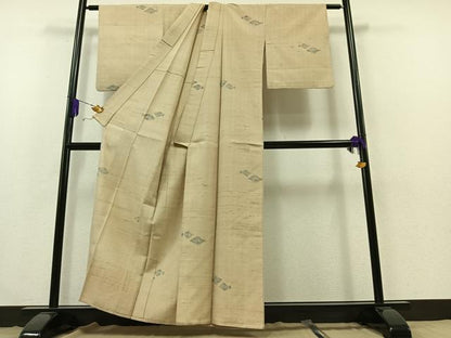 平和屋着物▽上質な紬 単衣 魚文 正絹 逸品 AABB3577jh