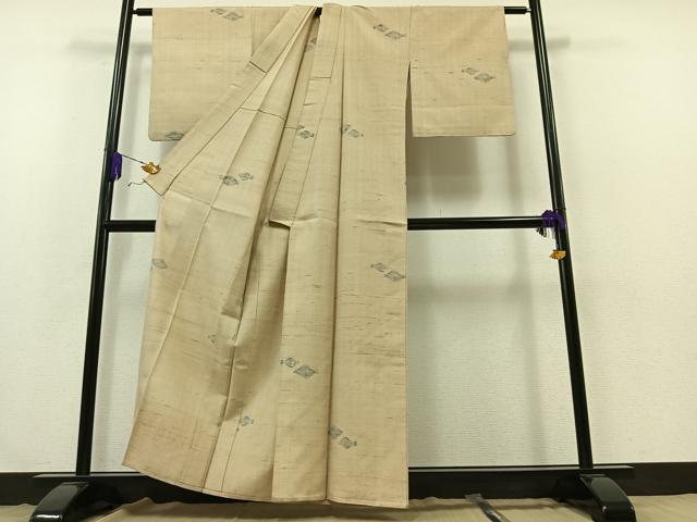 平和屋着物▽上質な紬 単衣 魚文 正絹 逸品 AABB3577jh