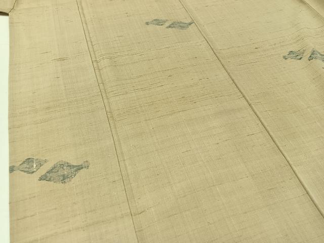 平和屋着物▽上質な紬 単衣 魚文 正絹 逸品 AABB3577jh