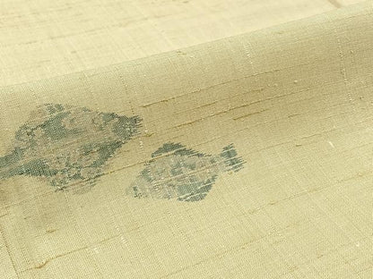 平和屋着物▽上質な紬 単衣 魚文 正絹 逸品 AABB3577jh