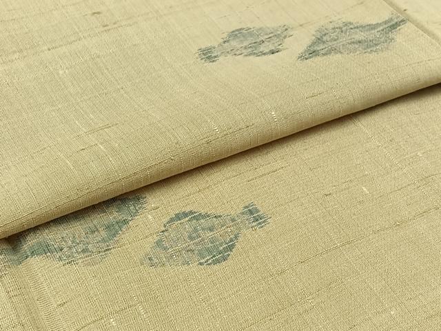 平和屋着物▽上質な紬 単衣 魚文 正絹 逸品 AABB3577jh