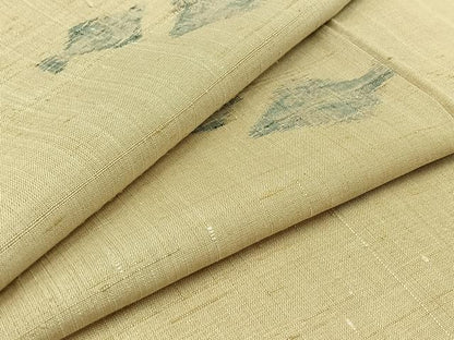 平和屋着物▽上質な紬 単衣 魚文 正絹 逸品 AABB3577jh