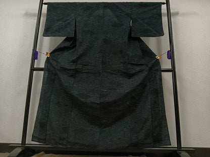 平和屋着物▽結城紬 単衣 風景文 正絹 逸品 AABB3582jh