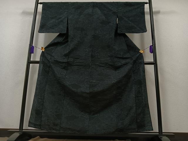 平和屋着物▽結城紬 単衣 風景文 正絹 逸品 AABB3582jh