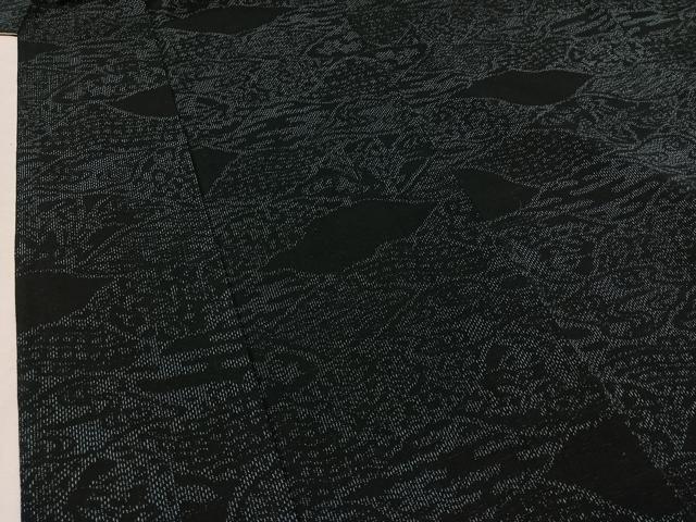 平和屋着物▽結城紬 単衣 風景文 正絹 逸品 AABB3582jh