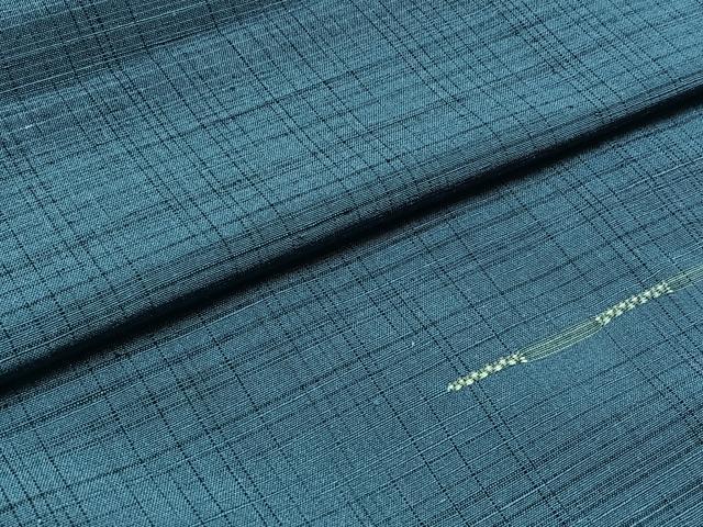 平和屋着物▽くで絣結城 単衣 横段文 反端付き 正絹 逸品 AABB3584jh