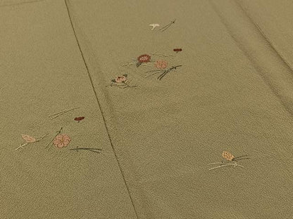 平和屋着物▽豪華色留袖　単衣　総刺繍　吹き寄せ文　金糸　鬼しぼ縮緬　銀座おおぎ屋扱い　正絹　逸品　AABB3585jh