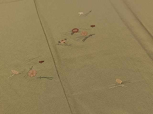 平和屋着物▽豪華色留袖　単衣　総刺繍　吹き寄せ文　金糸　鬼しぼ縮緬　銀座おおぎ屋扱い　正絹　逸品　AABB3585jh