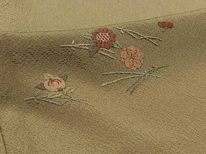 平和屋着物▽豪華色留袖　単衣　総刺繍　吹き寄せ文　金糸　鬼しぼ縮緬　銀座おおぎ屋扱い　正絹　逸品　AABB3585jh