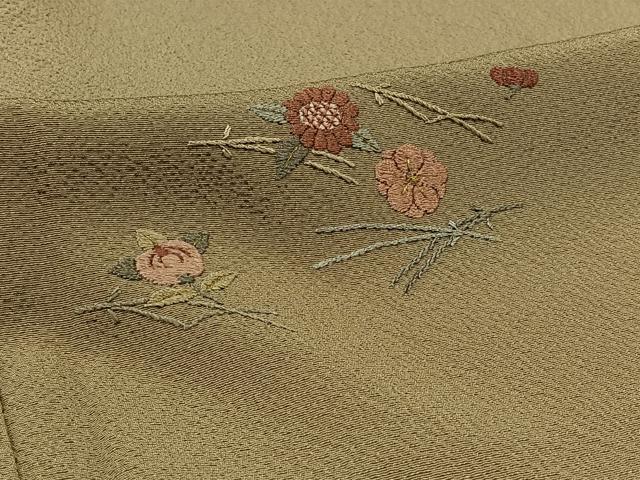 平和屋着物▽豪華色留袖　単衣　総刺繍　吹き寄せ文　金糸　鬼しぼ縮緬　銀座おおぎ屋扱い　正絹　逸品　AABB3585jh