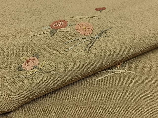 平和屋着物▽豪華色留袖　単衣　総刺繍　吹き寄せ文　金糸　鬼しぼ縮緬　銀座おおぎ屋扱い　正絹　逸品　AABB3585jh