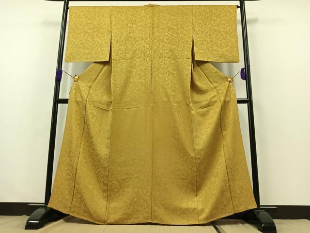 平和屋着物▽上質な色無地 単衣 芥子色 正絹 逸品 AABB3586jh