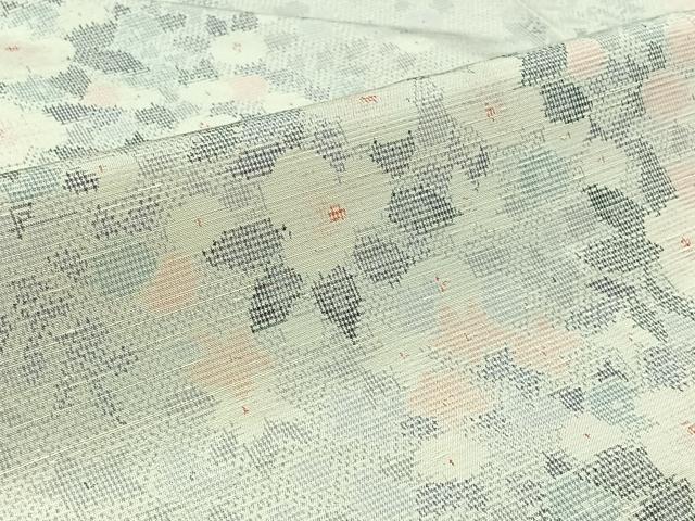 平和屋着物▽上質な紬 単衣 草花文 正絹 逸品 AABB3594jh