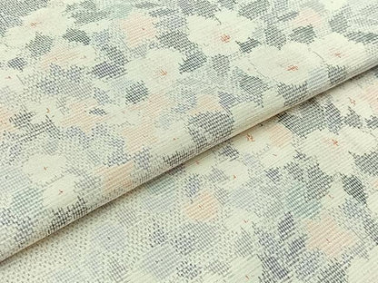 平和屋着物▽上質な紬 単衣 草花文 正絹 逸品 AABB3594jh