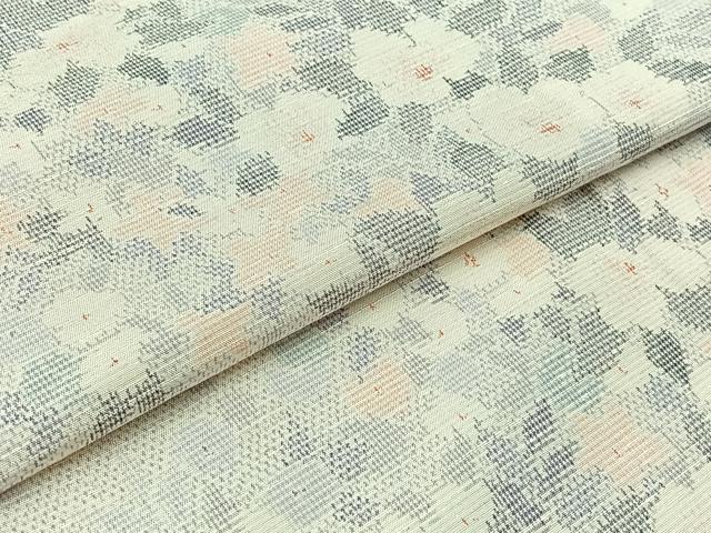 平和屋着物▽上質な紬 単衣 草花文 正絹 逸品 AABB3594jh