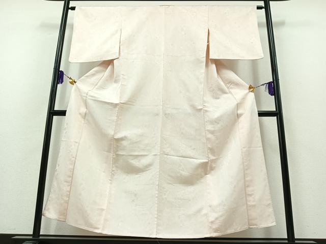 平和屋着物▽上質な色無地 単衣 吉祥花地紋 薄桜色 正絹 逸品 AABB3597jh