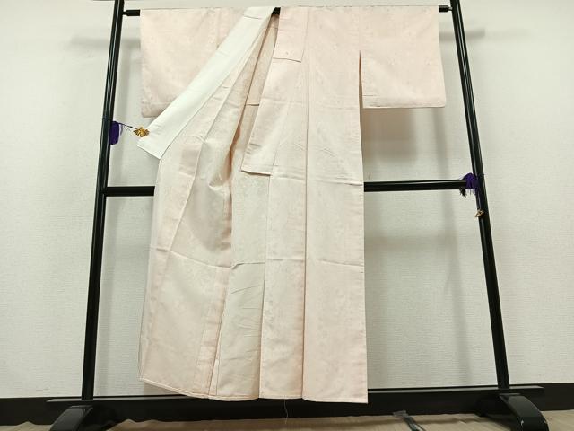 平和屋着物▽上質な色無地 単衣 吉祥花地紋 薄桜色 正絹 逸品 AABB3597jh