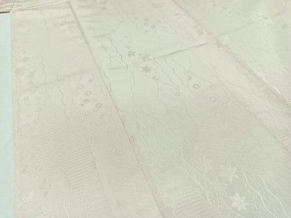 平和屋着物▽上質な色無地 単衣 吉祥花地紋 薄桜色 正絹 逸品 AABB3597jh