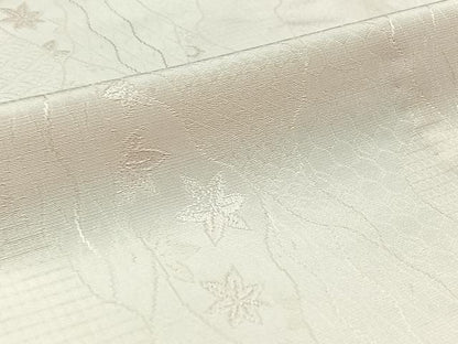 平和屋着物▽上質な色無地 単衣 吉祥花地紋 薄桜色 正絹 逸品 AABB3597jh