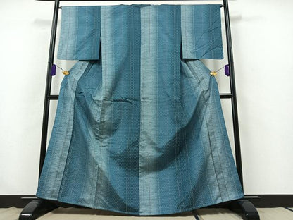 平和屋着物▽上質な紬 単衣 絣間道 正絹 逸品 AABB3598jh