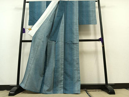 平和屋着物▽上質な紬 単衣 絣間道 正絹 逸品 AABB3598jh