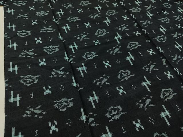 平和屋着物▽上質な紬 単衣 琉球絣文様 正絹 逸品 AABB3600jh