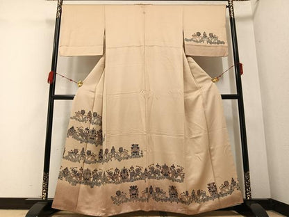 平和屋着物●訪問着 更紗鳥獣文 暈し染め 正絹 逸品 AABB3661ph