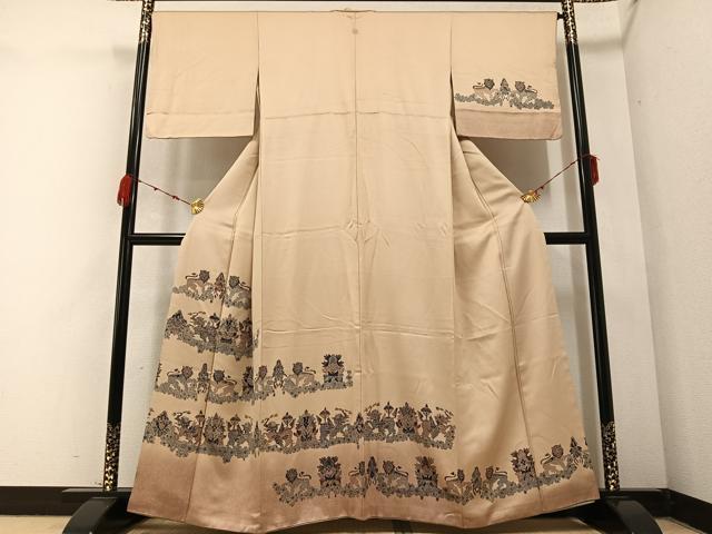 平和屋着物●訪問着 更紗鳥獣文 暈し染め 正絹 逸品 AABB3661ph