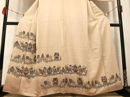 平和屋着物●訪問着 更紗鳥獣文 暈し染め 正絹 逸品 AABB3661ph
