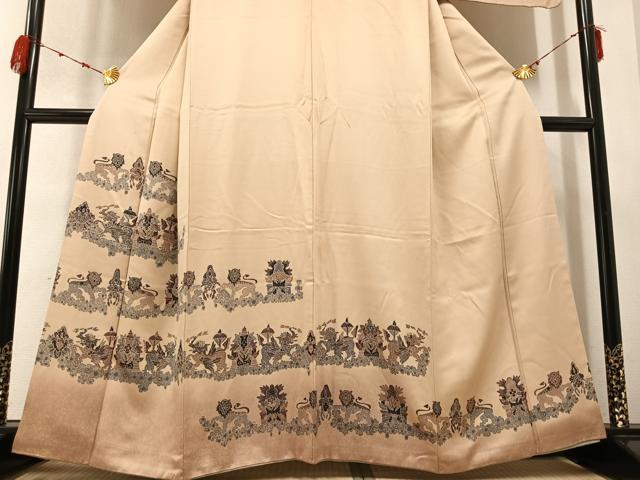平和屋着物●訪問着 更紗鳥獣文 暈し染め 正絹 逸品 AABB3661ph