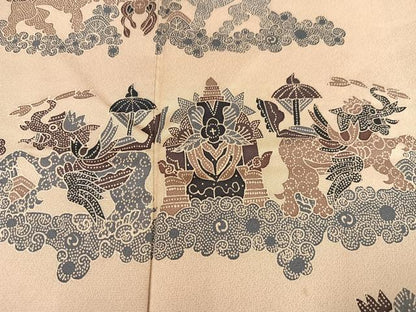 平和屋着物●訪問着 更紗鳥獣文 暈し染め 正絹 逸品 AABB3661ph