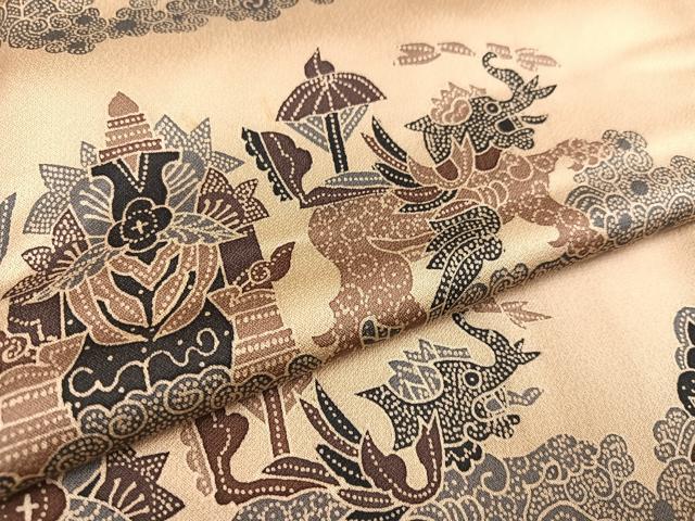 平和屋着物●訪問着 更紗鳥獣文 暈し染め 正絹 逸品 AABB3661ph