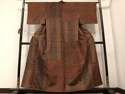 平和屋着物●伝統工芸士 七代目 吉澤与市 訪問着 紬地 亀甲文 正絹 逸品 AABB3664ph