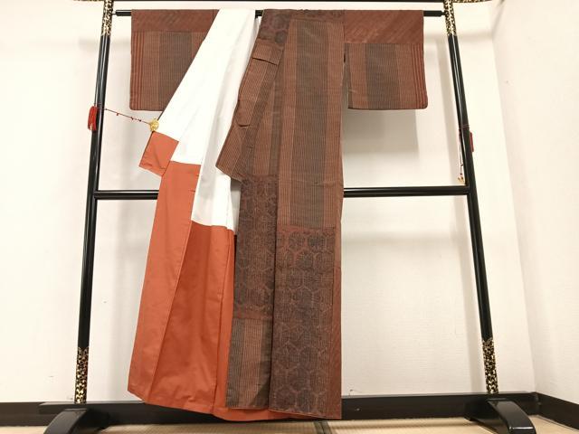 平和屋着物●伝統工芸士 七代目 吉澤与市 訪問着 紬地 亀甲文 正絹 逸品 AABB3664ph