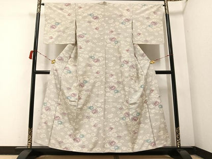 平和屋着物●上質な紬　舞花文　正絹　逸品　AABB3674ph
