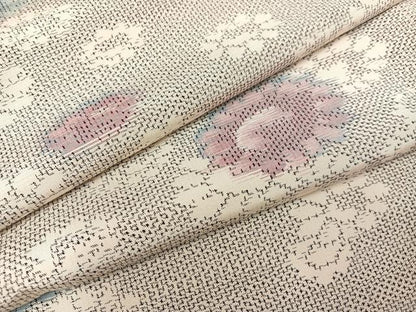 平和屋着物●上質な紬　舞花文　正絹　逸品　AABB3674ph