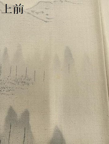 平和屋着物●訪問着　紬地　手描き　風景樹林文　正絹　逸品　AABB3678ph