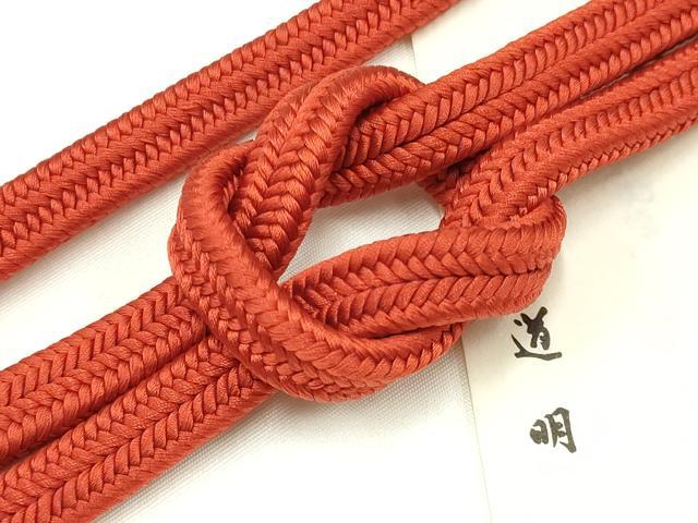 平和屋着物●極上　有職組紐道明　帯締め　冠組　緋色　宮内庁御用　国立博物館御用　東京芸術大学御用　逸品　AABB3695ay