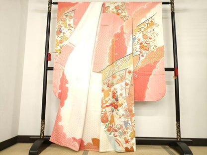 平和屋着物●豪華振袖　駒刺繍　几帳花鳥文　金彩　高島屋扱い　正絹　逸品　AABH9590ck