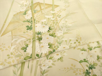 平和屋着物●訪問着　笹竹花文　金彩　正絹　逸品　AABB3811ck