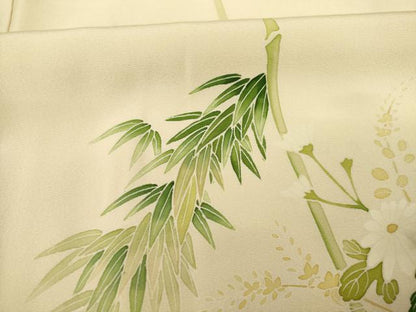 平和屋着物●訪問着　笹竹花文　金彩　正絹　逸品　AABB3811ck