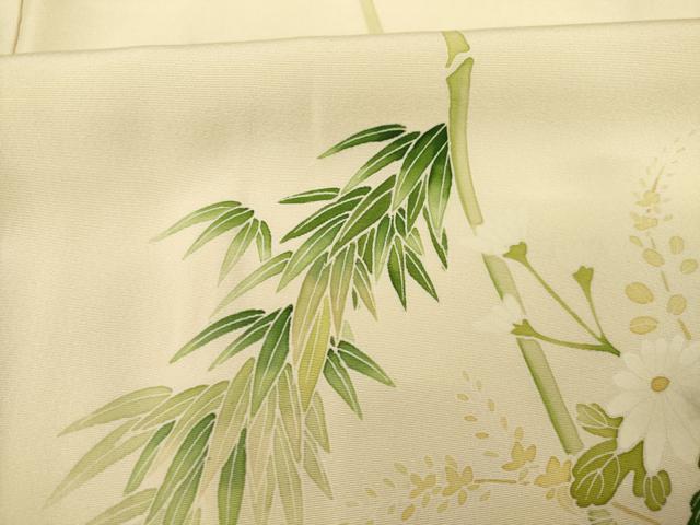 平和屋着物●訪問着　笹竹花文　金彩　正絹　逸品　AABB3811ck